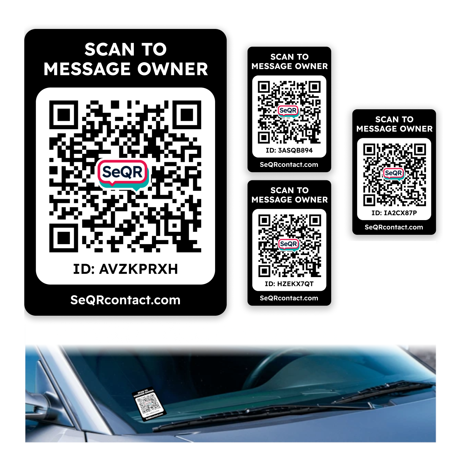 Car Contact Tags (4 Size Multi-Pack) – SeQR Contact | Protect your
