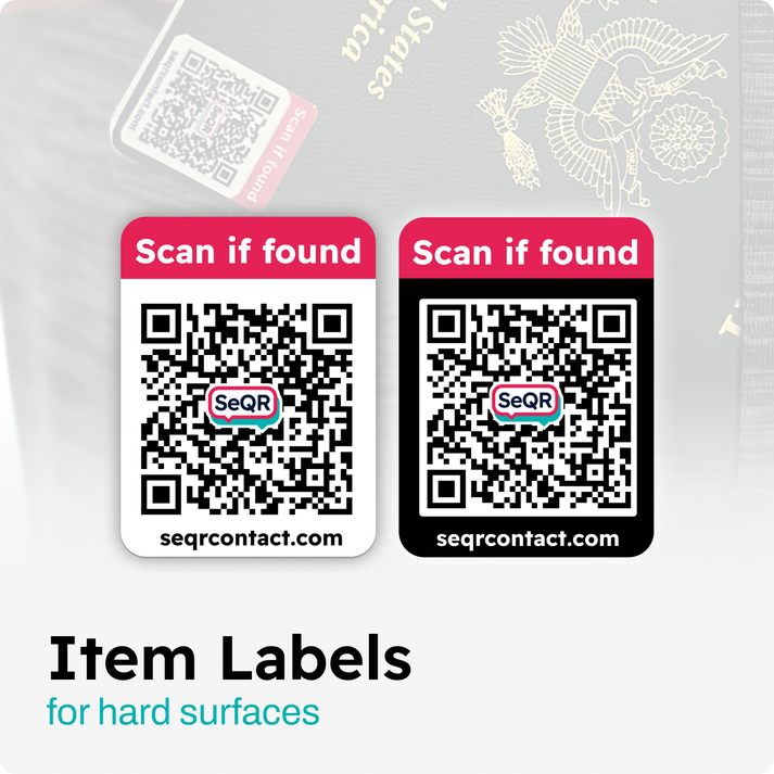 Lost Item Labels – SeQR Contact | Protect your gear and your privacy