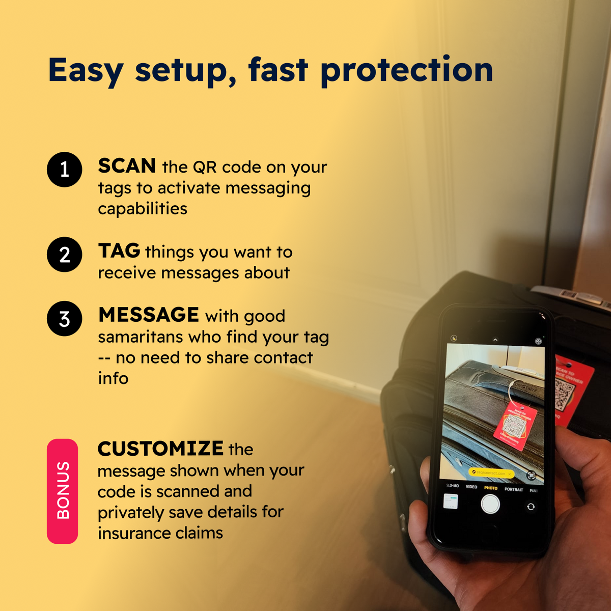 Smart Privacy Luggage Tags with QR Code | SeQR Contact – SeQR Contact ...